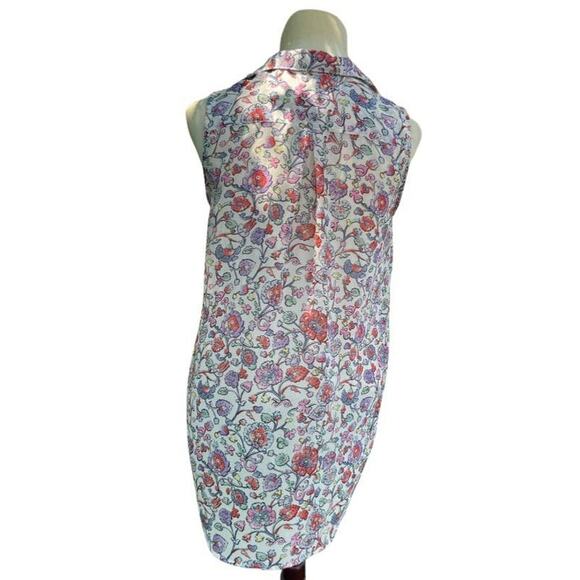 H&M Floral Sleeveless Button Blouse Hi Low Cut Size 4 - Picture 2 of 8